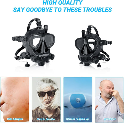 Full Face Dive Mask Support Diving & Snorkeling, Full Face Snorkel Mask Adjustable Scuba Mask with Camera Mount Provide 180° View Panoramic Compatiable with SMACO 1L/1.9L Mini Scuba Tanks
