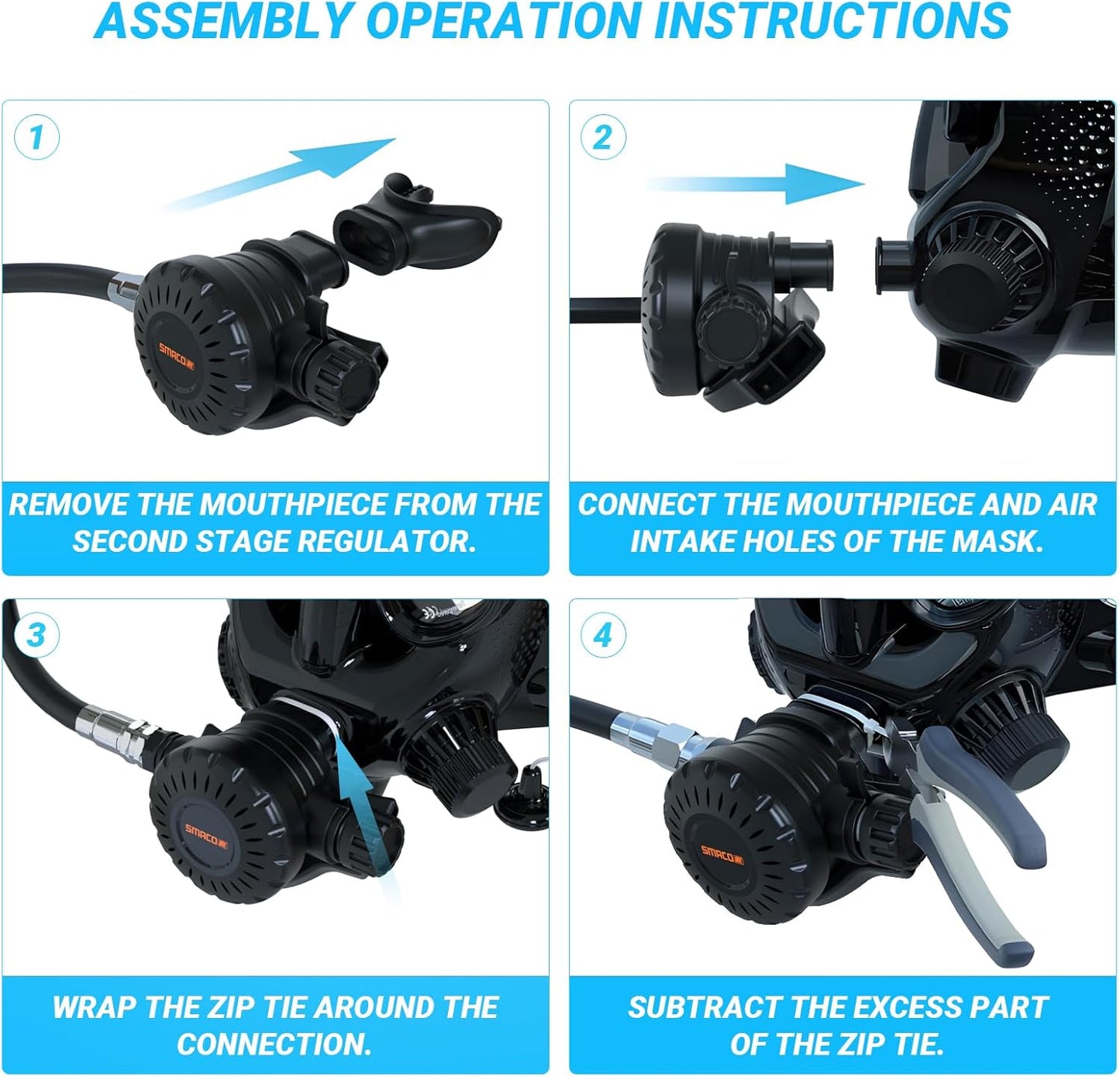 Full Face Dive Mask Support Diving & Snorkeling, Full Face Snorkel Mask Adjustable Scuba Mask with Camera Mount Provide 180° View Panoramic Compatiable with SMACO 1L/1.9L Mini Scuba Tanks
