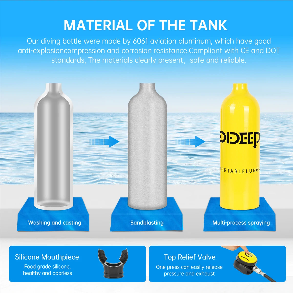DIDEEP 1Liter Mini Scuba Diving Tank