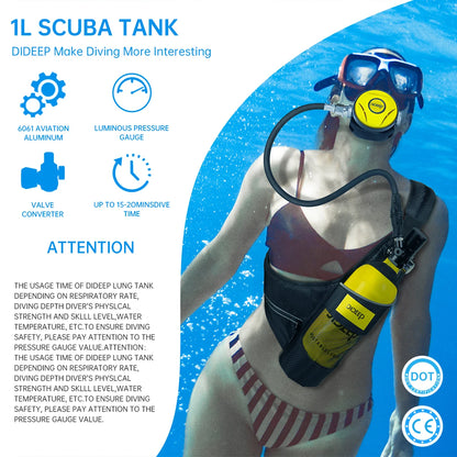 DIDEEP 1Liter Mini Scuba Diving Tank