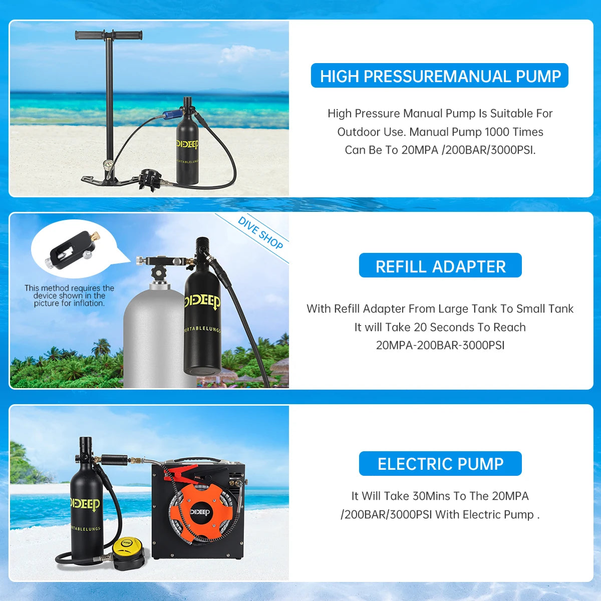 DIDEEP 1Liter Mini Scuba Diving Tank
